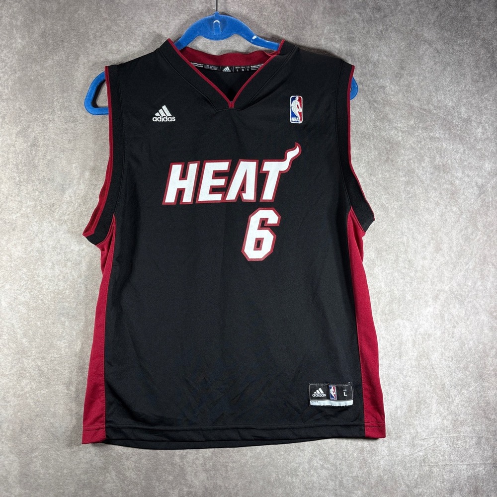 Adidas Jersey Youth L Black Miami Heat LeBron James 6 Basketball‎ NBA Sleeveless